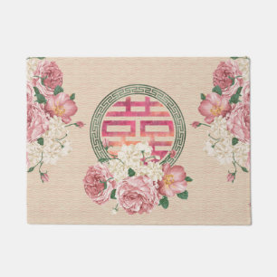 Paillasson Double symbole de bonheur sur le motif doux de