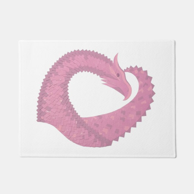 Paillasson Dragon de coeur rose sur blanc (Devant)