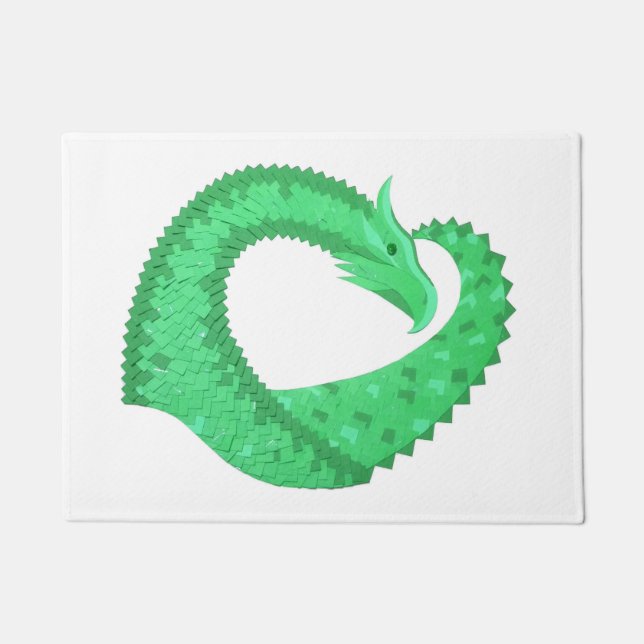 Paillasson Dragon de coeur vert sur blanc (Devant)