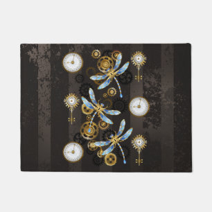 Paillasson Dragonflies de Steampunk sur arrière - plan rayé b