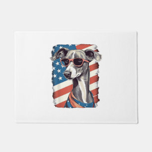 Paillasson Drapeau américain 4 juillet Chien gris italien