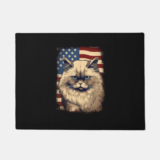 Paillasson Drapeau américain 4 juillet Himalayan Chat (Devant)