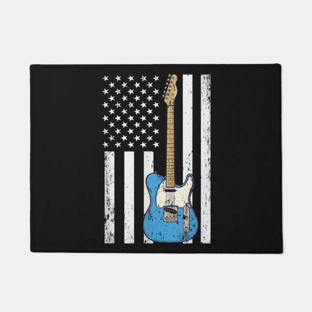 Paillasson Drapeau américain de guitare vintage (Devant)