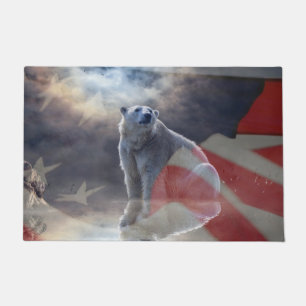 Paillasson Drapeau américain de l'Ours polaire de l'Alaska