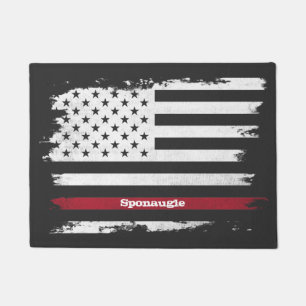Paillasson Drapeau américain en détresse Bande rouge Nom pers
