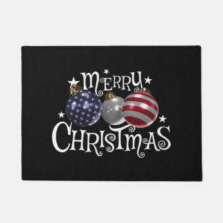Paillasson Drapeau Américain Joyeux Noël Arbre Boules US Patr