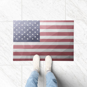 Paillasson Drapeau américain Rouge Blanc Bleu Motif géométriq