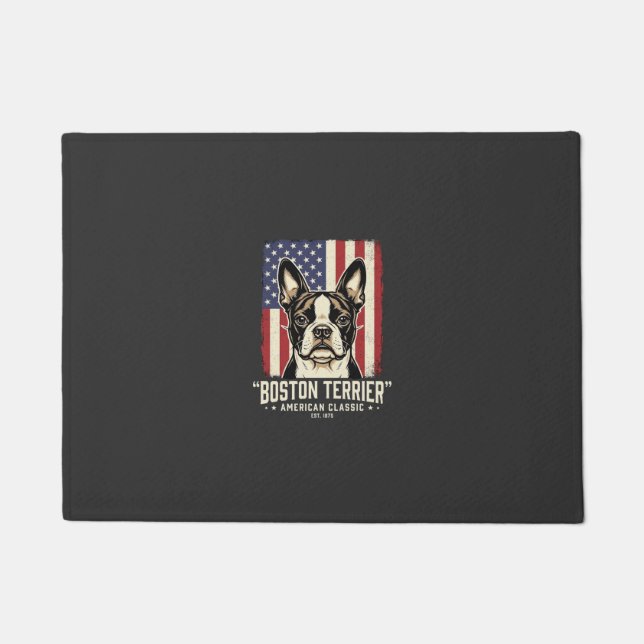 Paillasson Drapeau Classique Américain Boston Terrier (Devant)