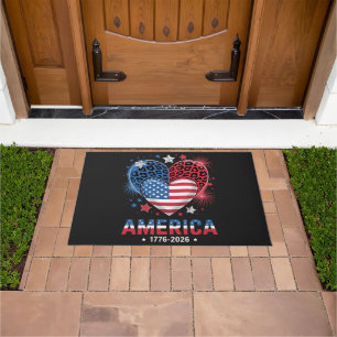 Paillasson Drapeau Cœur Léopard 1776 2026 4 juillet
