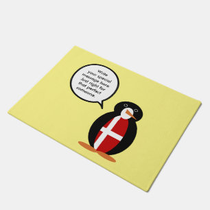 Paillasson Drapeau danois pingouin parlant personnalisé Mme