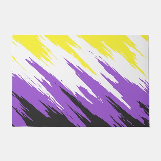 Paillasson Drapeau de fierté non binaire funky grunge zigzag  (Devant)