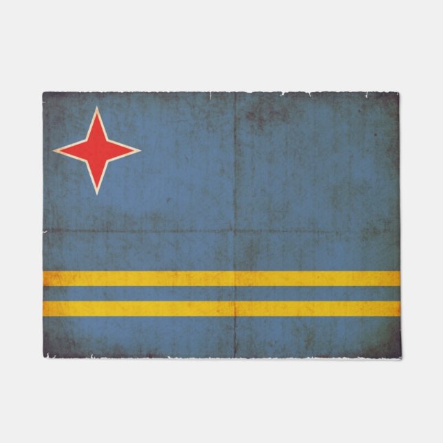 Paillasson Drapeau grunge d'Aruba (Pays-Bas) (Devant)