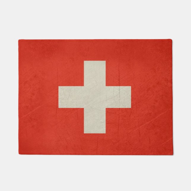 Paillasson Drapeau grunge d'État souverain de la Suisse (Devant)