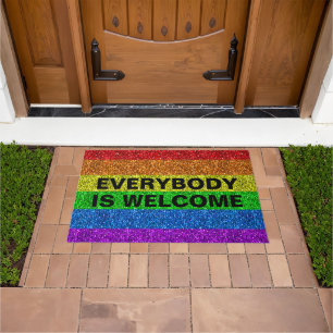 Paillasson Drapeau LGBT arc-en-ciel parties scintillant faux