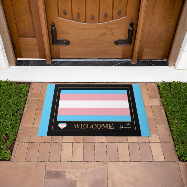 Paillasson Drapeau transgenre & Fierté maison communautaire m (De plein air)
