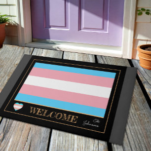 Paillasson Drapeau transgenre & Fierté maison communautaire m