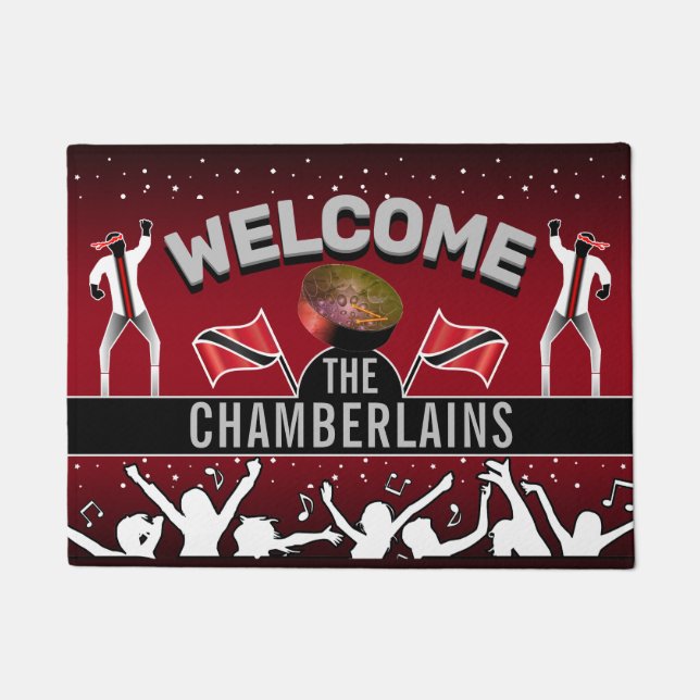 Paillasson Drapeau Trinidad avec le nom du peuple du Parti et (Devant)