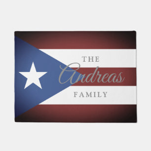 Paillasson Drapeau vintage de Porto Rico avec le nom de