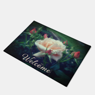 Paillasson Dreamy Peach Rose Et Buds Bienvenue