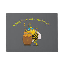 Drôle Bee Welcome Doormat | Nettoyer les pieds uni