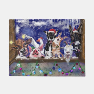 Paillasson Drôle cadeau de natte de Noël avec Happy Farm Part