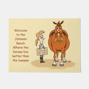 Paillasson Drôle Caricature De Graisse La Femme De Cheval Tra