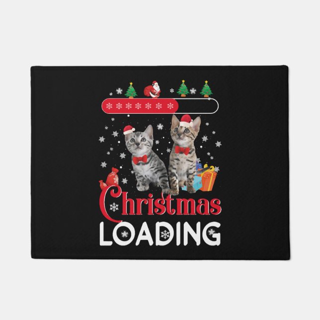 Paillasson Drôle Chat de Noël laid (Devant)