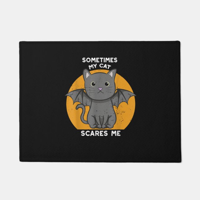 Paillasson Drôle Chat Kitten Halloween Design Pour Crazy Cat  (Devant)