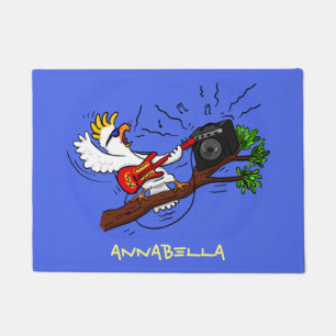 Paillasson Drôle cockatoo jouant de la guitare rock dessin an