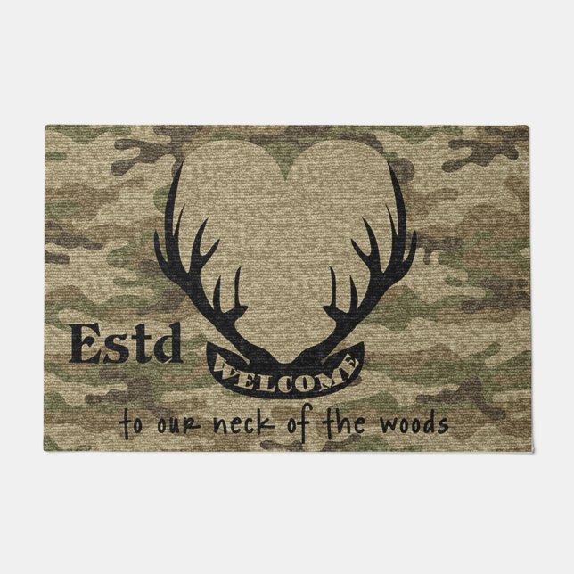 Paillasson Drôle Deer Couple Mat, Mariage Hunter Mat Décor (Devant)