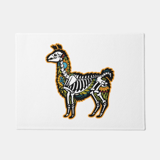 Paillasson Drôle Halloween Llama Skeleton Graphisme - (Devant)