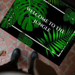 Paillasson Drôle MED. "Bienvenue dans la jungle" Feuilles tro