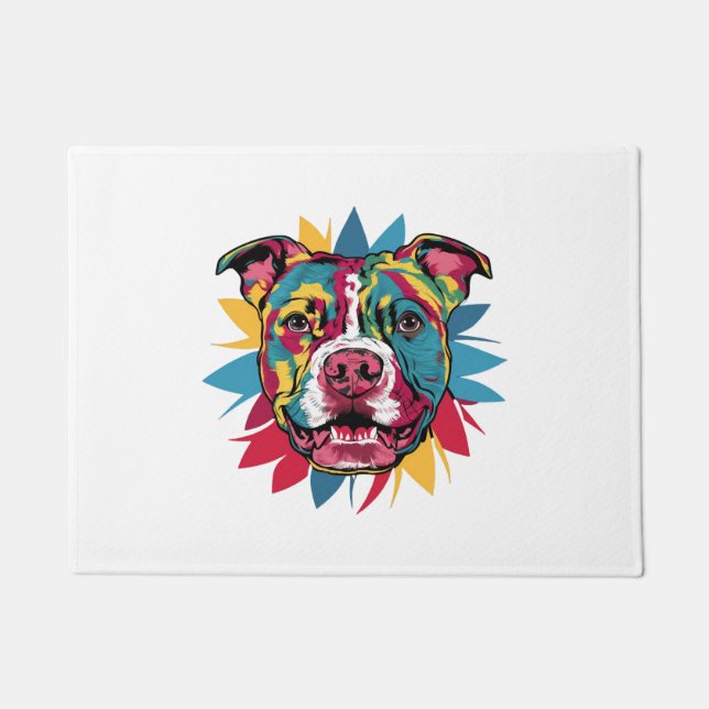 Paillasson drôle pitbull de chien coloré (Devant)