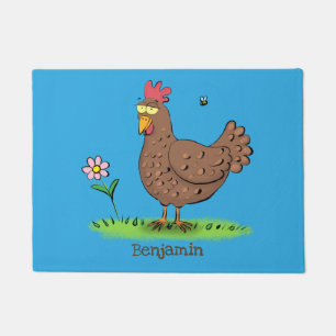 Paillasson Drôle poulet rustique whimsical dessin animé