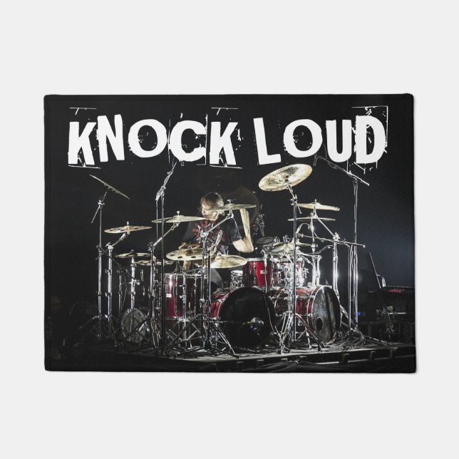 Paillasson Drummer Heavy Metal Rock KNOCK LOUD Fun Gift (Devant)