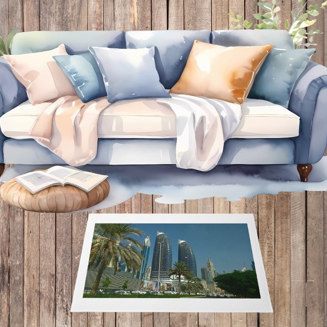 Paillasson Dubaï Scenery Skyscrapers bleu Sky Palm Door Mat (Dubai Scenery Skyscrapers blue Sky Palm Door Mat)