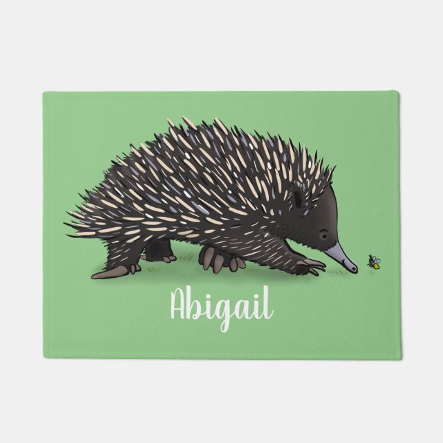 Paillasson Echidna mignonne avec dessin animé d'abeille (Devant)