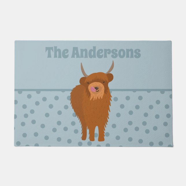 Paillasson Écossais Highland Cattle Cow Graphic Personnalisé (Devant)