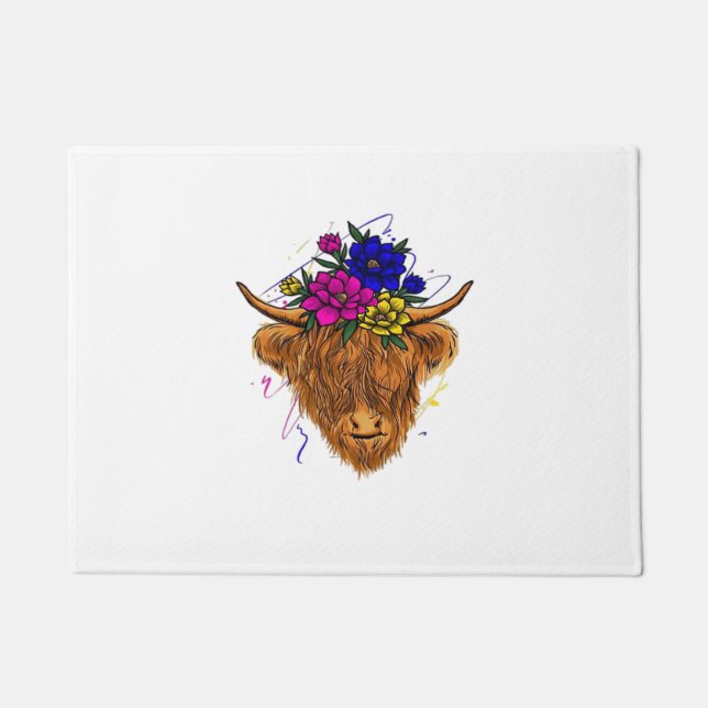 Paillasson Écossais Highland Vache Vache Vache Whisperer Agri (Devant)