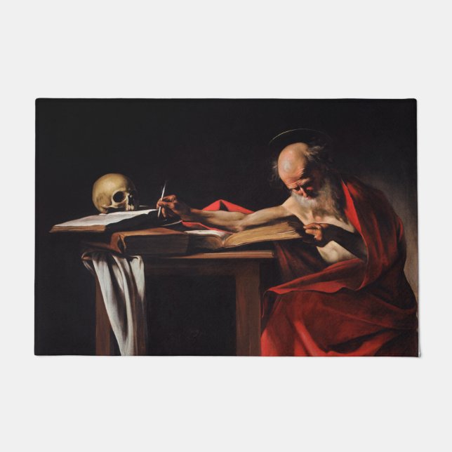 Paillasson Écriture de Saint Jérôme (par Caravaggio) (Devant)