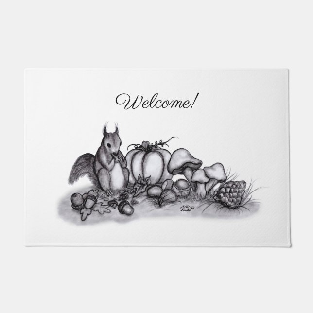 Paillasson Écureuil à l'automne, Bienvenue (Devant)