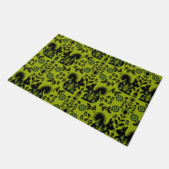 Paillasson Écureuil Nordic Scandinave Folk Art (Incliné)