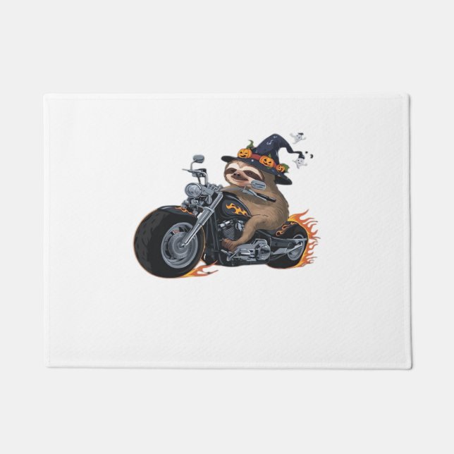 Paillasson Éffrayant Sloth Motorcycle Ride Halloween Biker Fu (Devant)