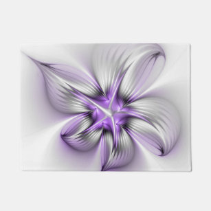 Paillasson Élégance florale Art Abstrait Violet Fractal moder