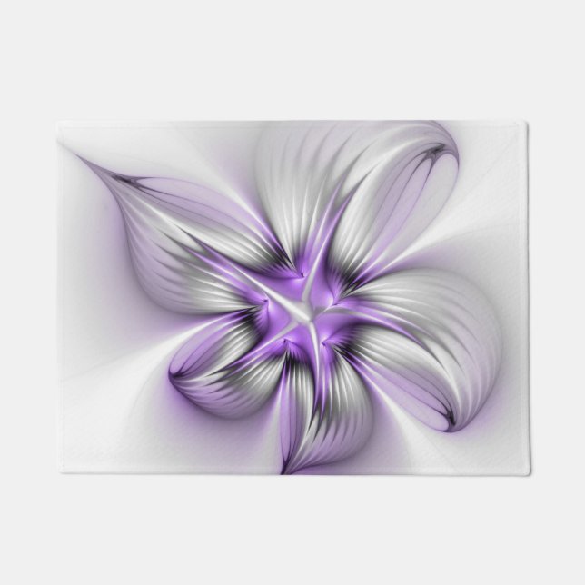 Paillasson Élégance florale Art fractal violet abstrait moder (Devant)
