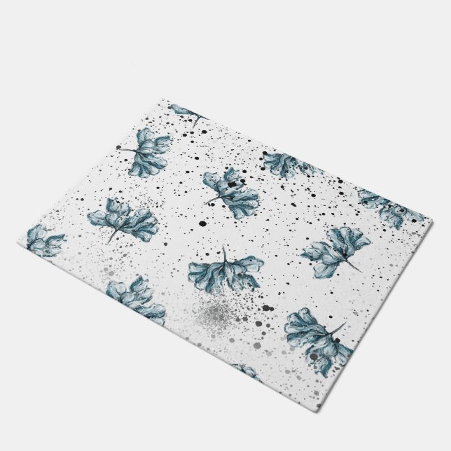 Paillasson Elégant acier bleu Design floral (Incliné)