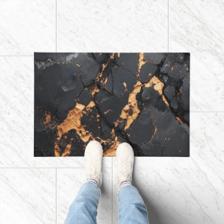 Paillasson Elegant Black Marble with Gold Veins Modern Art
