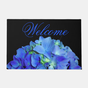 Paillasson Elégant bleu floral bleu rose hydrangée bleue