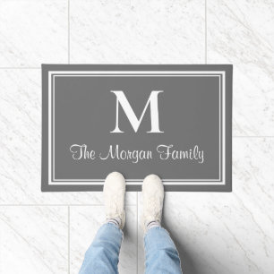 Paillasson Élégant Charcoal Grey Double bordures Monogramme