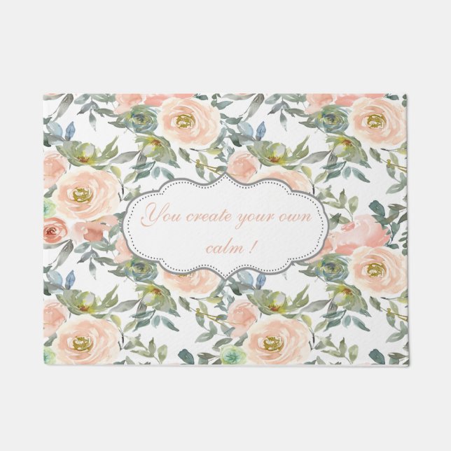 Paillasson Élégant Chic  Roses, Message de Motivation (Devant)